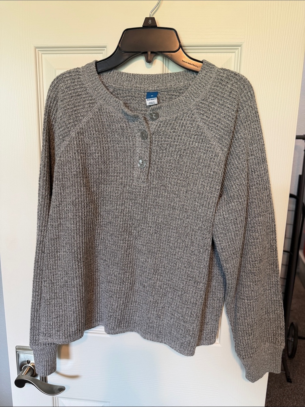 Old Navy Gray Knit Henley Sweater